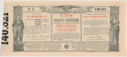 Ausztria / Bécs 1879. "Sorsjegy állam-sorsjátékra a közös hadsereg mozgósított tartalékosai s a...