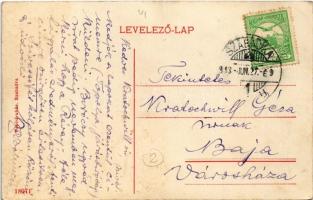 1913 Szabadka, Subotica; Zombori út, piac, tejcsarnok. W.L. (?) 18071. / street, market, milk hall (...