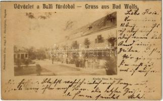 1898 Balf (Sopron), Üdvözlet a Balfi fürdőből. Kiadja Blum N. Stagl F. fényképész felvétele, keményhátú fotó (fl)