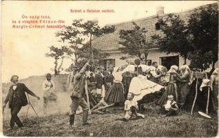 1907 Balaton, Szüret a Balaton mellett, magyar folklór. Földes-féle "Margit Creme" reklámja (fl)