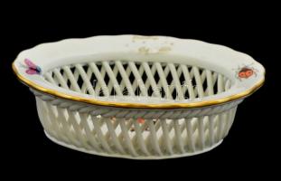 Herendi Rotschild mintás fonott tálka Kézzel festett, jelzett, hibátlan. 10x7 cm