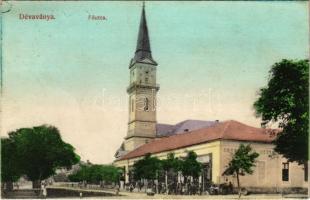 1912 Dévaványa, Fő utca, Református templom, Berkovits D. Dezső üzlete és saját kiadása (EK)