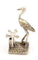 Ezüst(Ag) miniatűr gólya, jelzett, m: 4,5 cm, nettó: 15,8 g