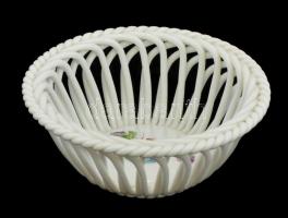 Herendi VA mintás fonott kosár. Kézzel festett, jelzett, hibátlan. d:9  cm