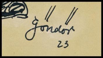 Göndör Bertalan (1908-1945): A kutya fáját! (karikatúra). Vegyes technika, papír, jelzett és datált ...