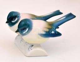 Zsolnay porcelán cinkepár, kézzel festett, jelzett, apró mázhibával, 5x8,5 cm