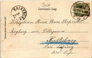 1902 Győr, Regatta pavilon, evezős egyesület csónakháza. Rőszler Károly kiadása. Címeres szecessziós...