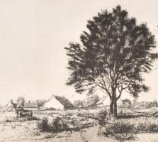 Boldizsár István (1897-1984): Faluszéle. Rézkarc, papír, sérült, jelzett a rézkarcon (Boldizsár 1971...