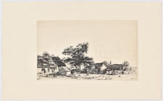Boldizsár István (1897-1984): Falusi udvar. Rézkarc, papír, lap széle sérült, rézkarc ép, jelzett a ...