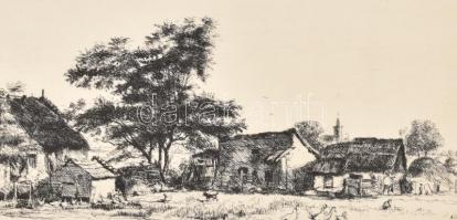 Boldizsár István (1897-1984): Falusi udvar. Rézkarc, papír, lap széle sérült, rézkarc ép, jelzett a ...