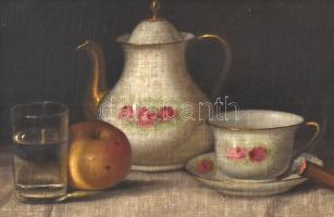 Szilágyi jelzéssel: Szivaros csendélet. Olaj, karton. Sérült fa keretben, 30×40 cm