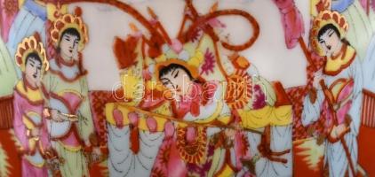 Kínai váza. Részben kézzel festett, jelzett, hibátlan 26 cm