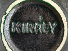 Király repesztett mázas kerámia mokkás készlet, jelzett, hibátlan