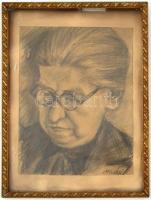 Vida jelzéssel: Hölgy portréja. Ceruza, papír, kasírozva, foltos, üvegezett fa keretben, 22,5×16,5 c...