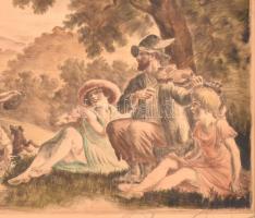 Prihoda István (1891-1956): Zene és tánc a szabadban. Rézkarc, papír, sérült, jelzett, paszpartuban,...