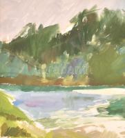 Iványi jelzéssel: Táj (hátoldalán nyomat Barsi B jelzéssel). Akvarell, papír, paszpartura ragasztva....