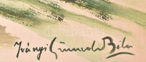 Iványi jelzéssel: Táj (hátoldalán nyomat Barsi B jelzéssel). Akvarell, papír, paszpartura ragasztva....