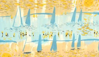 Pleidell jelzéssel: Vitorlások. Akvarell, ceruza, papír, sérült. Sérült paszpartura ragasztva. 33×45...