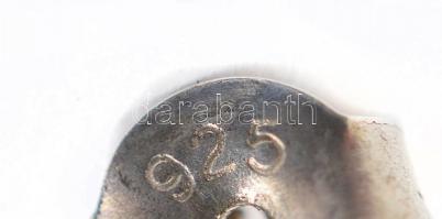 Ezüst(Ag) lógós fülbevalópár, ásvány díszítéssel, jelzett, h: 7 cm, bruttó: 18,28 g