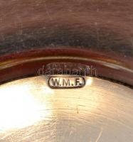 WMF mokkás készlet. 6 db csésze, aljjal. Jelzett alpakka, porcelán betéttel. Hibátlan