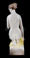 Hollóházi térdelő akt, kézzel festett, jelzett, hibátlan, m: 31 cm