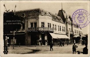 1931 Léva, Levice; Városi nagy szálloda, Torpedo utcai benzintöltő állomás. A lévai dalosversenyről 1931. június 28-29. / hotel, street view, petrol pump, gas oil station (Rb)