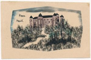 1938 Gács, Halic; vár / Hrad Halic / castle, art postcard (vágott / cut)