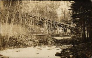 Első világháborús osztrák-magyar katonai faszerkezetű híd, hidász kialakítás, nehéz tüzérség vonulási útja / WWI K.u.K. military wooden bridge for heavy artillery. photo