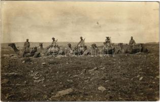 1917 Első világháborús osztrák-magyar katonai lap, tevés kiképzés / WWI K.u.k. military photo, camel training. photo (EK)