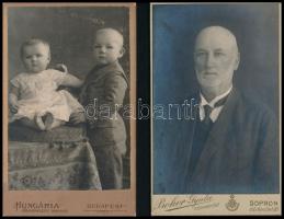 cca 1900-1913 4 db felnőtt és gyermekportré, vintage keményhátú fotó különböző műtermekből (Bokor Gy...