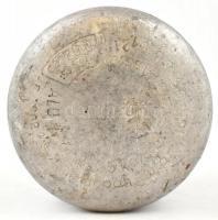 Alumínium turista gázpalack, műszaki adatokkal az alján, m: 19 cm