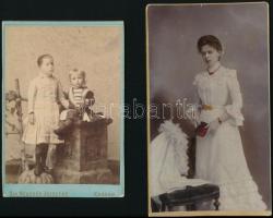 cca 1886-1903 8 db egy családról készült hölgy- és gyermekportré, vintage keményhátú fotó különböző ...