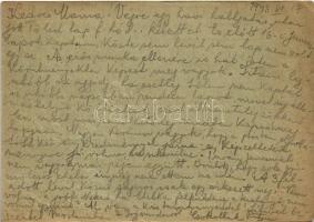 1943 Vértesi István zsidó F 274. KMSZ (kisegítő munkaszolgálatos) levele édesanyjának özv. Vértesi B...