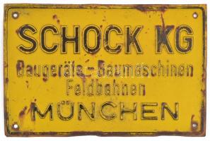 Régi fém tábla: Schock KG München, rozsdás, 16×24 cm
