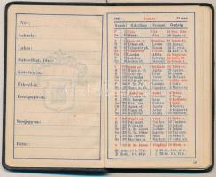 1943 Hazai Bankt Rt. zsebnaptára/notesze, egészbőr-kötésben, bejegyzésekkel