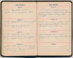 1943 Hazai Bankt Rt. zsebnaptára/notesze, egészbőr-kötésben, bejegyzésekkel