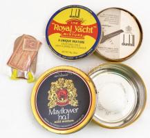 Terv szivarkapapír + Rákosi címeres 2 db tűzkő, pipadohányos dobozban, összesen 4 db