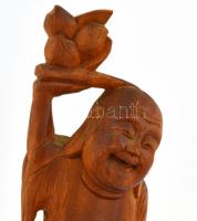 Nevető Buddha faragott keményfa szobor. 30 cm