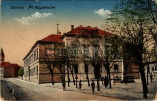 Losonc, Lucenec; Állami főgimnázium. Fischer Sándor kiadása / high school + "1938 Losonc visszatért" So. Stpl. (kopott sarkak / worn corners)