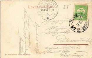 1913 Tiszolc, Tisovec; Tiszolc-völgyi fogaskerekű vasút Breznóbánya és Tiszolc között, vasúti híd, v...