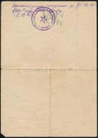 1945 Sajószentpéter, magyar-orosz kétnyelvű igazolvány, 1945. feb. 12., Sajószentpéteri Járás Főszol...