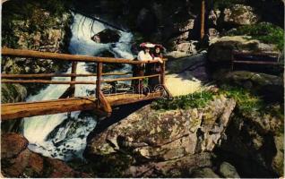 1916 Tátra, Magas Tátra, Vysoké Tatry; Tarpataki vízesés, fahíd. Paul Bender 62. / Kohlbacher Wasserfall / waterfall, wooden bridge (EK)