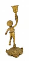 Figurális réz gyertyatartó, m: 22,5 cm