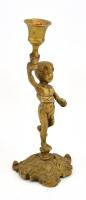 Figurális réz gyertyatartó, m: 22,5 cm