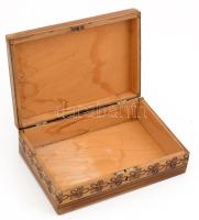 Virágmintás fa doboz, kulcs nélkül, 23×16×7 cm