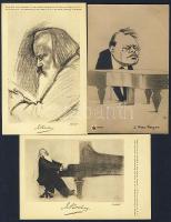 3 db háború előtti karikatúrás lap