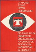 1964 Tükör - Új magyar színes képes heti magazin. Villamosplakát. 16x23 cm