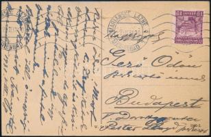 1931 Iványi Grünwald Béla (1867-1940) festőművész autográf levele Gerő Ödön (1863-1939) kritikusnak Marienbadból, Café Bellevue-t ábrázoló képeslapon, a Pester Lloyd szerkesztőségébe címezve, melyben gratulál Zsófia (1895-1966) lányának hazásságához.