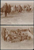 1912-1913 Bolgár katonák a Balkán-háborúban, 2 db fotó, kis szakadással, 11×14,5 cm