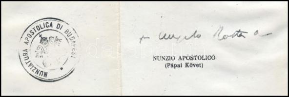 1944 A Budapesti Apostoli Nunciatúra által kibocsátott zsidó személynek szóló oltalomlevél másolata,...